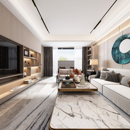 New Chinese Style A Living Room-ID:765270958