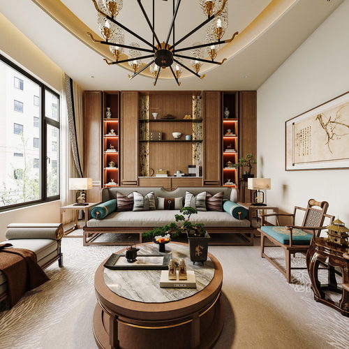 New Chinese Style A Living Room-ID:538736107