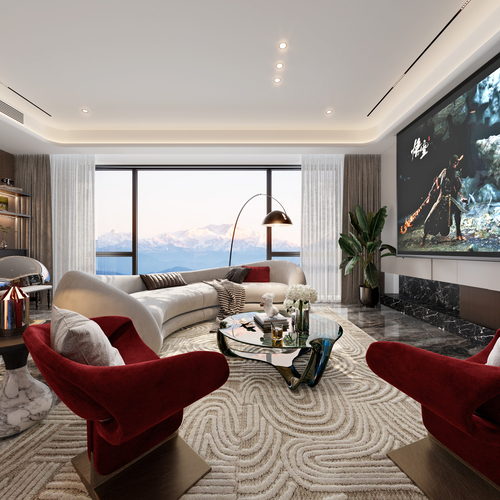 Modern New Chinese Style A Living Room-ID:873378045