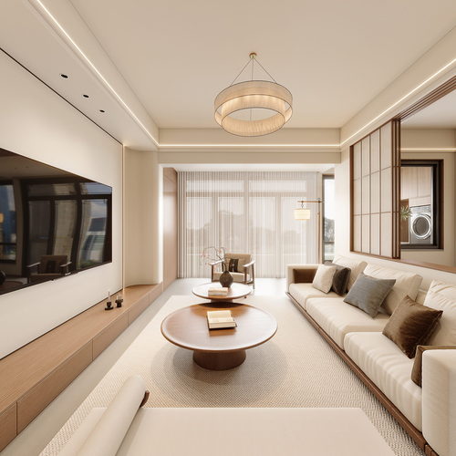 New Chinese Style A Living Room-ID:984937912