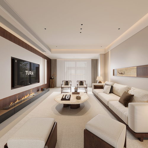 New Chinese Style A Living Room-ID:745064023