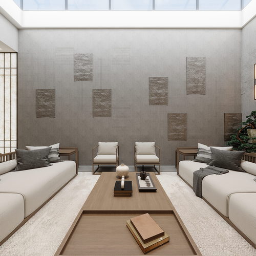 New Chinese Style A Living Room-ID:128782996