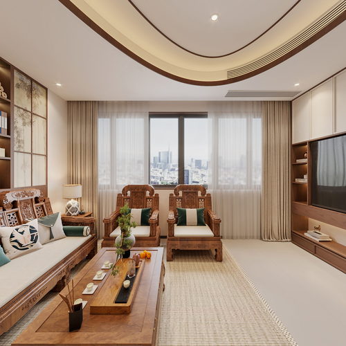 New Chinese Style A Living Room-ID:395518065