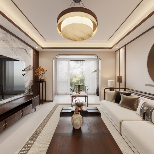 New Chinese Style A Living Room-ID:107119112