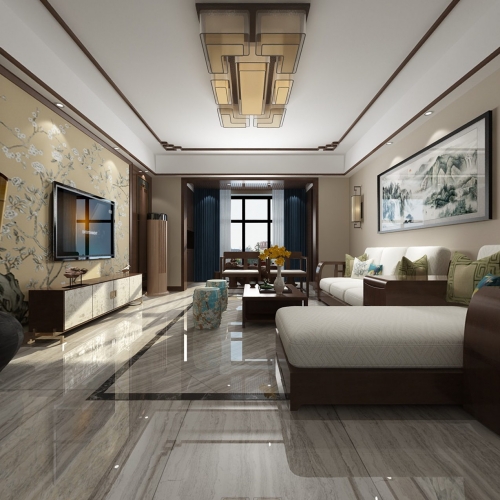 New Chinese Style A Living Room-ID:662940687