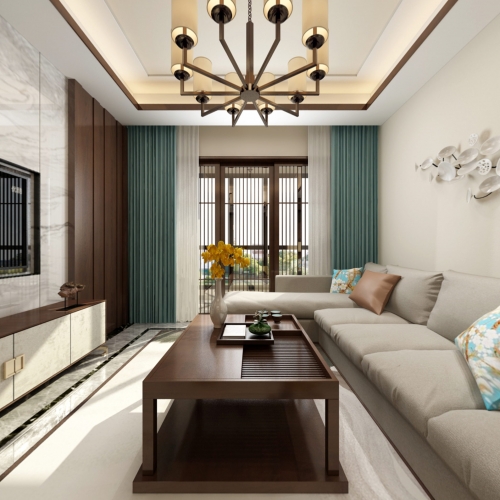 New Chinese Style A Living Room-ID:678448315