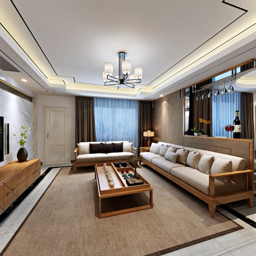 New Chinese Style A Living Room-ID:688819531
