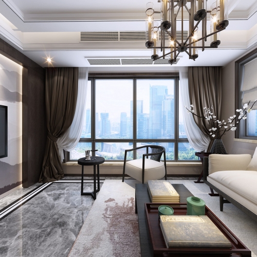 New Chinese Style A Living Room-ID:805534295