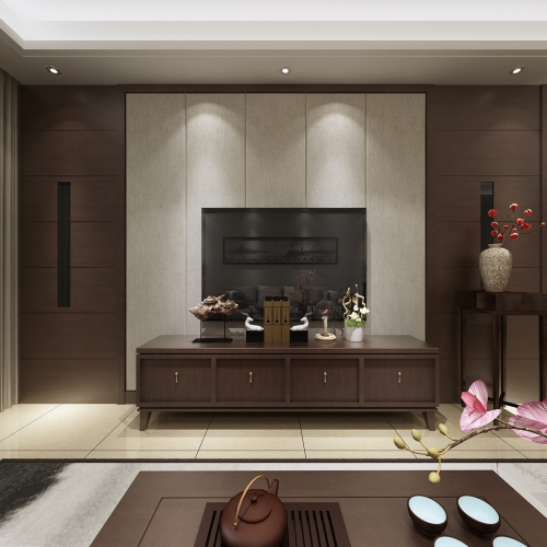 New Chinese Style A Living Room-ID:714450589