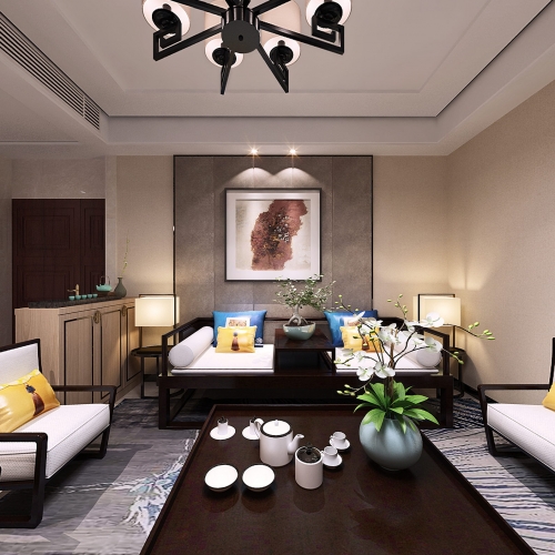 New Chinese Style A Living Room-ID:636752837