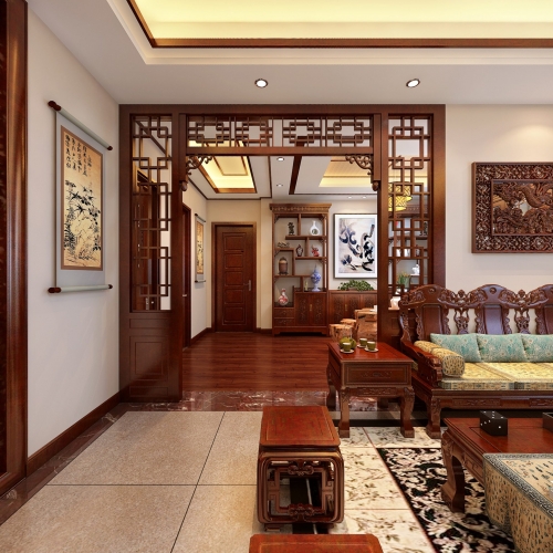 Chinese Style A Living Room-ID:764057837