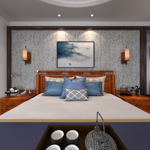 New Chinese Style Bedroom-ID:672322959