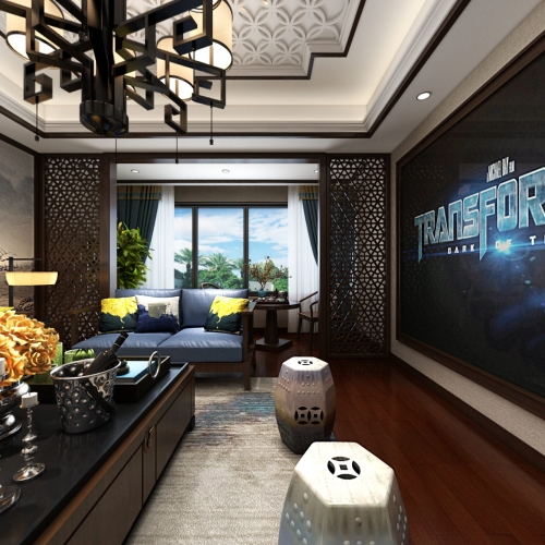 New Chinese Style A Living Room-ID:796423549