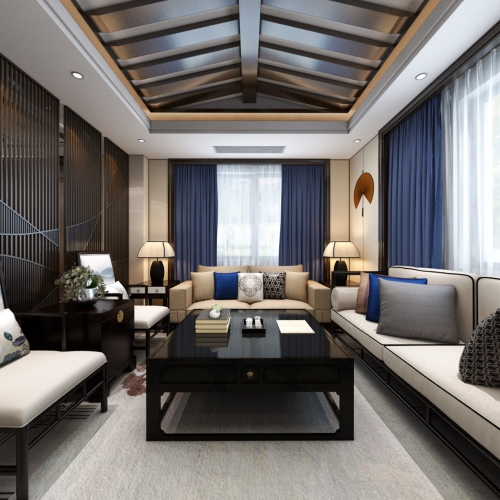 New Chinese Style A Living Room-ID:805561659