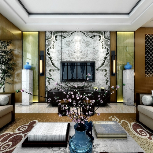 New Chinese Style A Living Room-ID:314778359