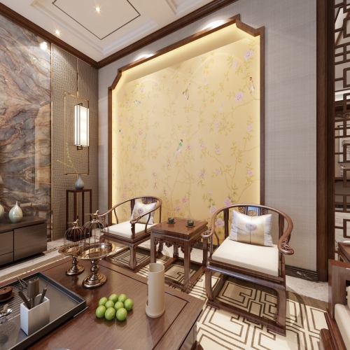 New Chinese Style A Living Room-ID:611988775