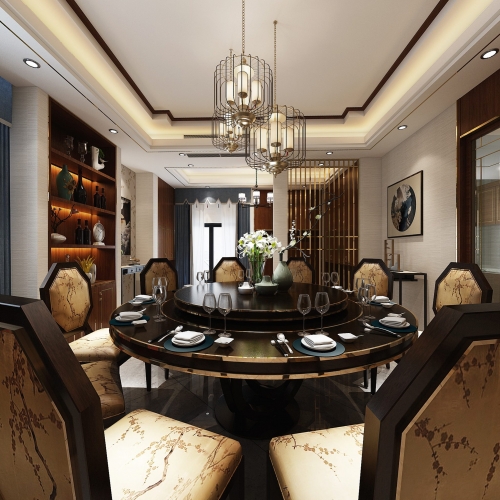 New Chinese Style Dining Room-ID:911917523