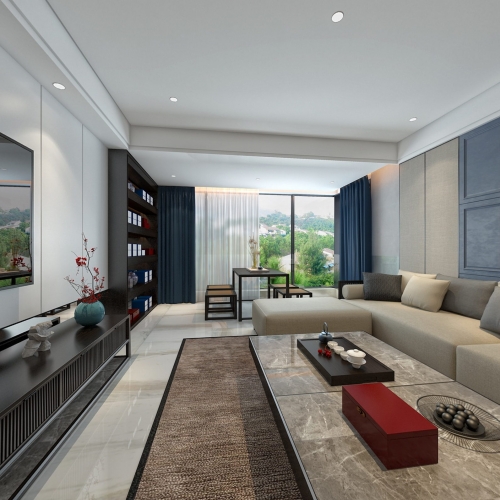 New Chinese Style A Living Room-ID:323104512