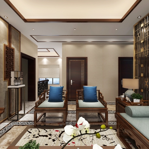 New Chinese Style A Living Room-ID:675670213