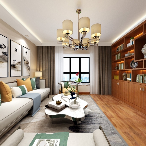 New Chinese Style A Living Room-ID:595231695