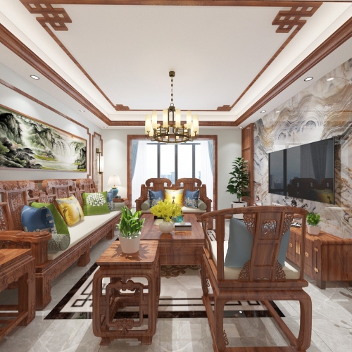 Chinese Style A Living Room-ID:971318194