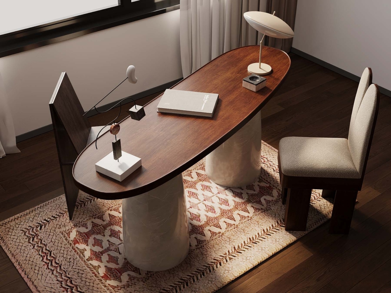 现代中古风书桌椅组合-2662251