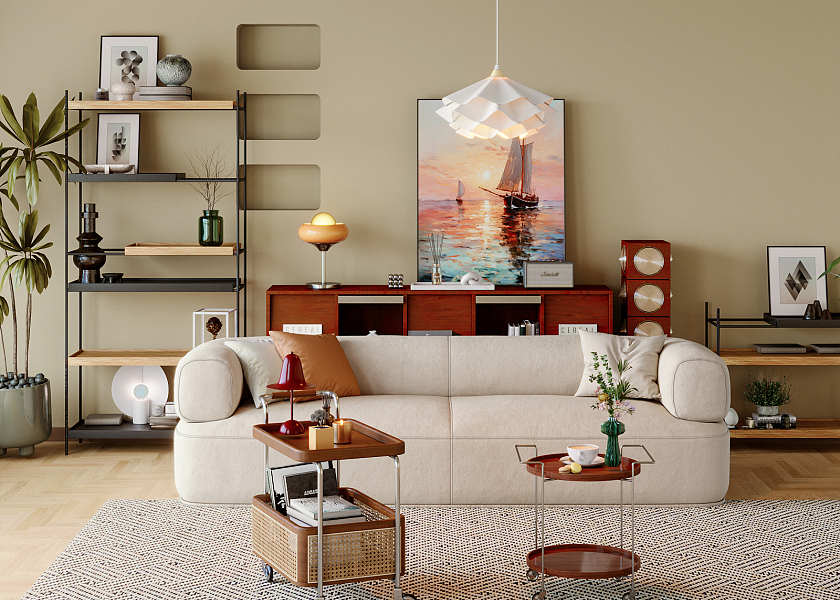 现代中古风客厅-2665719