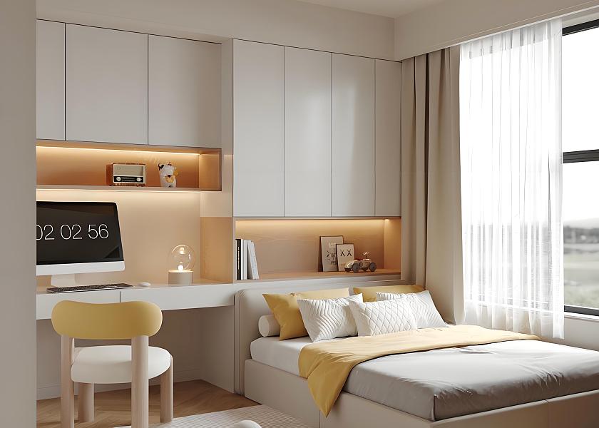 现代奶油风榻榻米卧室-2686503