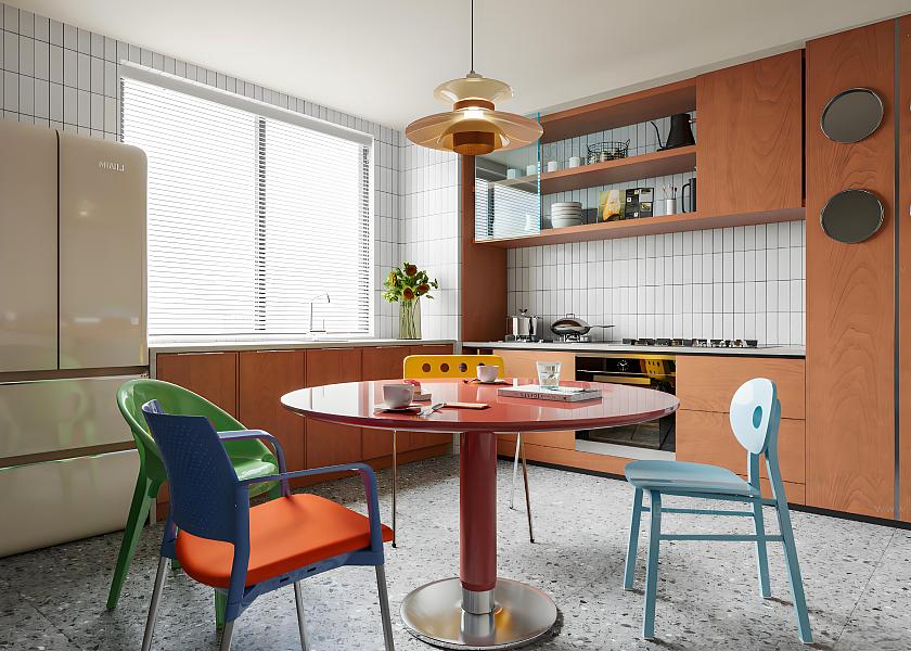 现代包豪斯开放式厨房餐厅-2744251