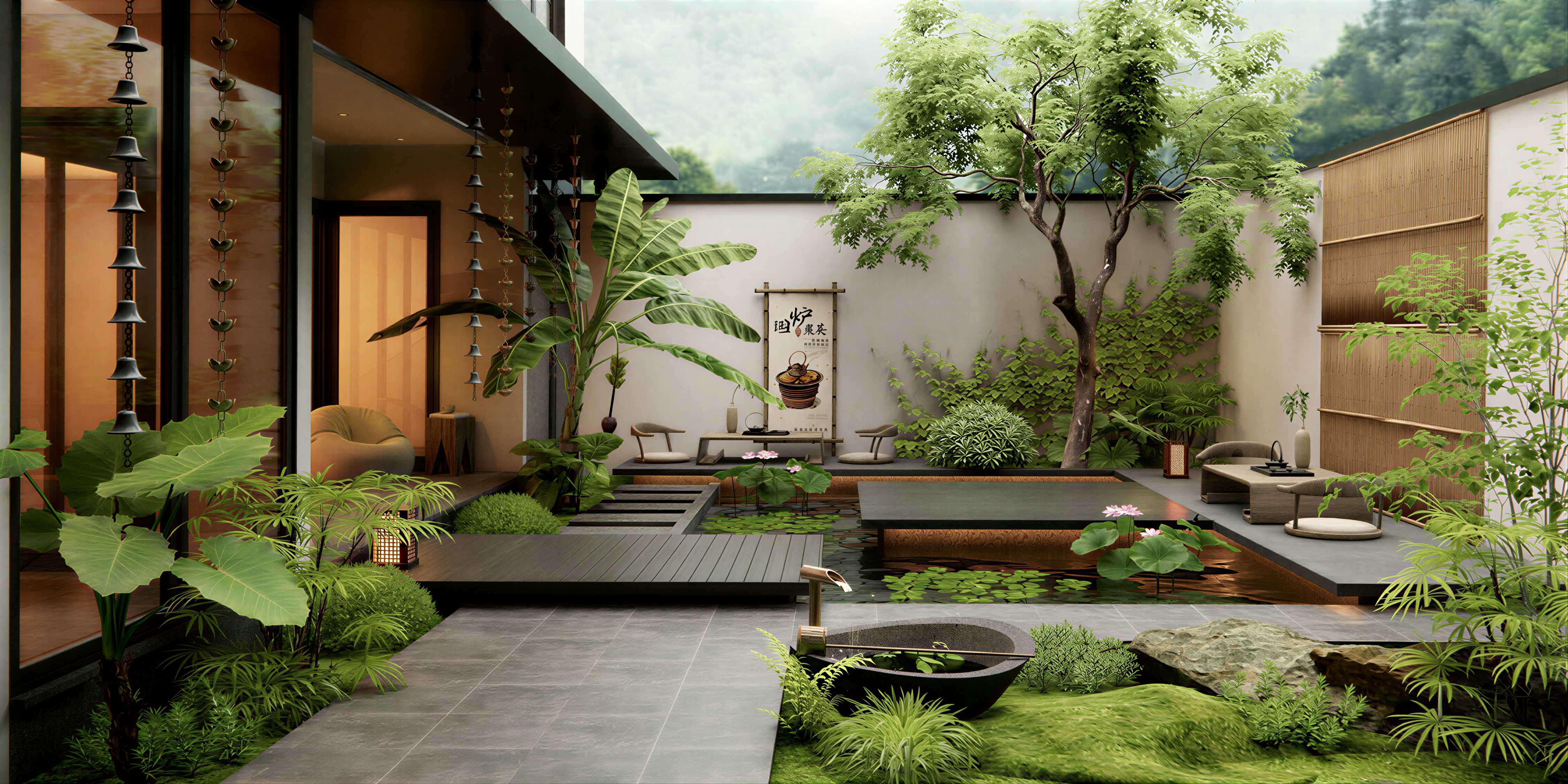 新中式庭院景观-2864633