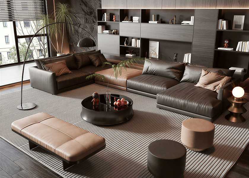 现代轻奢沙发茶几组合-2869341