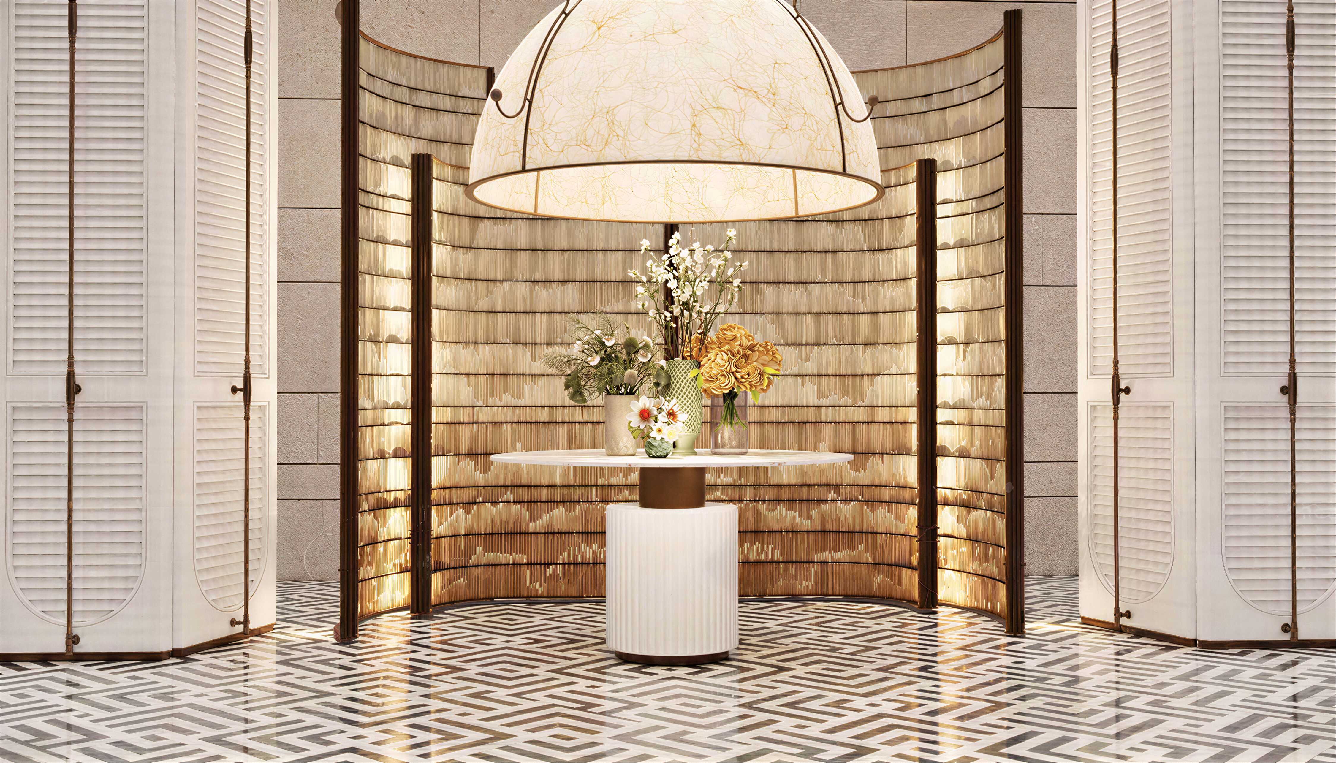 现代酒店屏风隔断插花组合-2992067