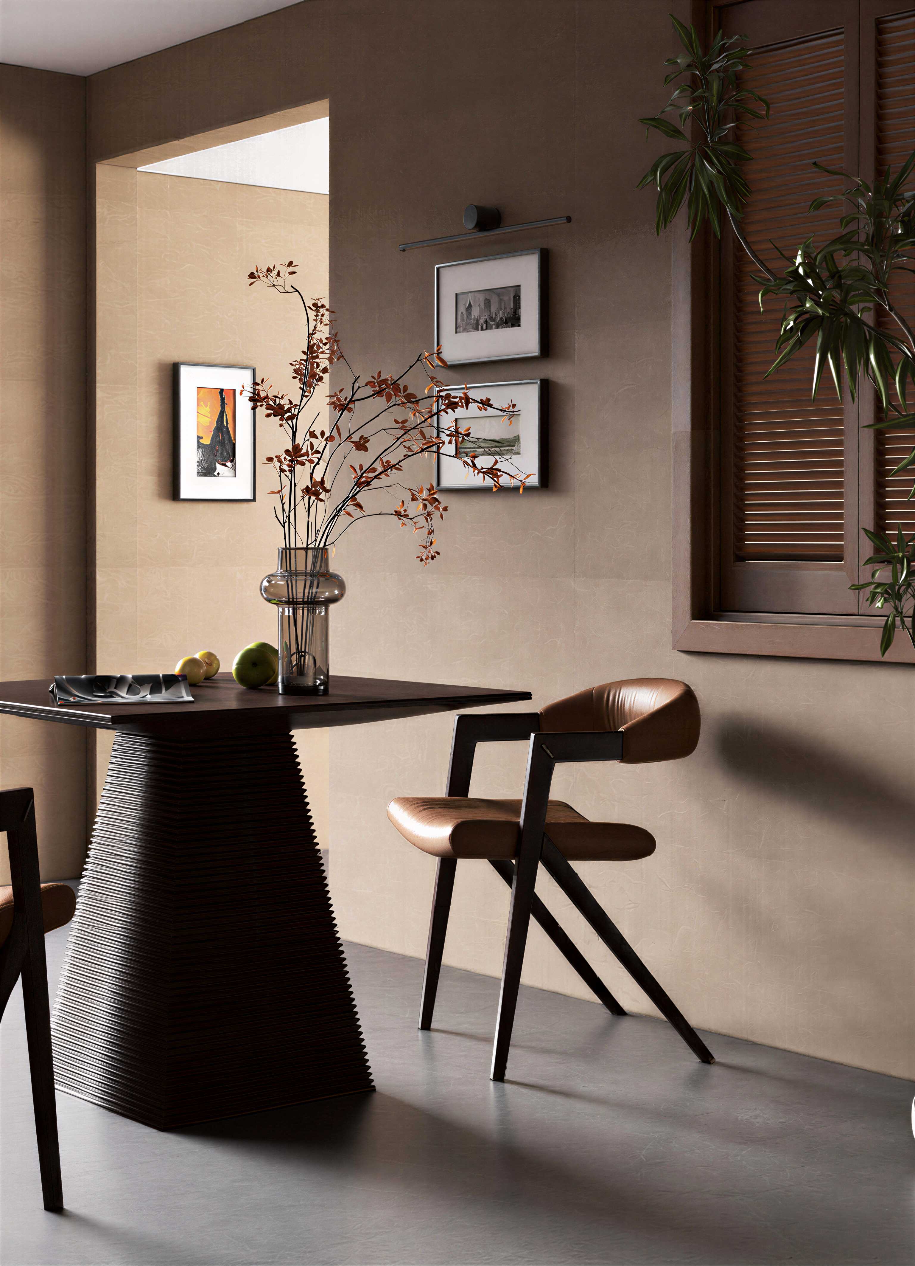 现代中古风餐桌椅组合-3008088